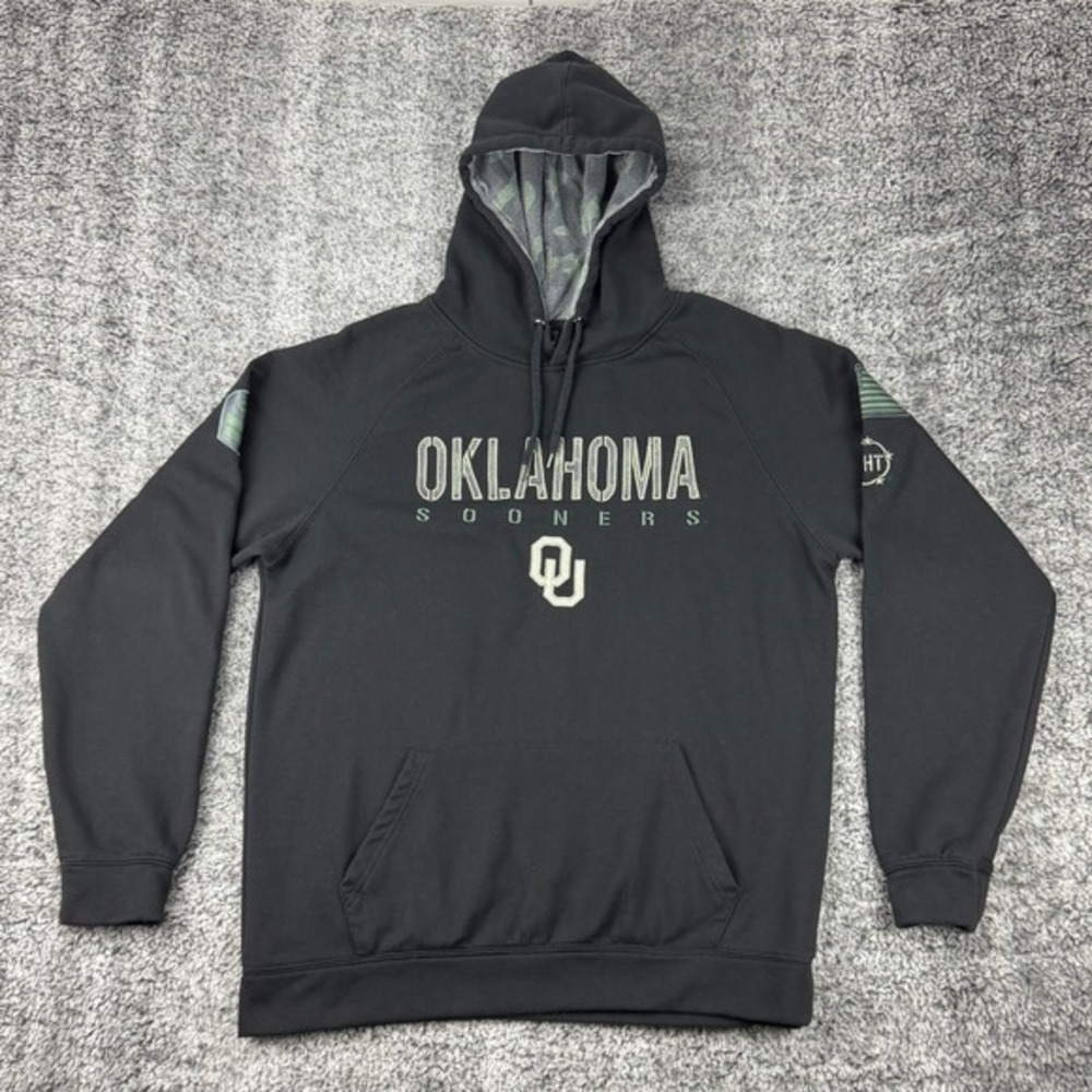 Oklahoma Sooners OU Men's Size L Pullover Hoodie‎ Sweatshirt Black Colosseum